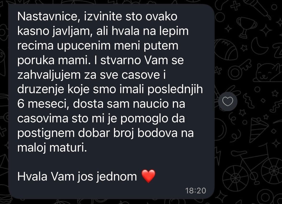 Utisak o pripremi za malu maturu 7